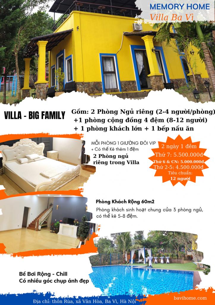 Homestay Ba Vì cho 2 người - 3 người tại Căn Villa Big Family