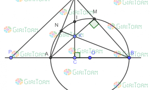 Cho nửa đường tròn tâm O đường kính AB, C là một điểm nằm giữa O và A. Đường thẳng vuông góc với AB tại C cắt nửa đường tròn trên tại I, K  Giải Toán 9