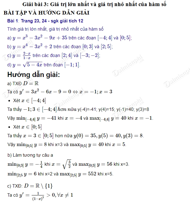 Giải toán lớp 12 trang 23