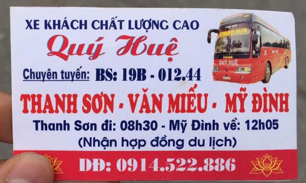 Danh sách xe khách tuyến Thanh Sơn, Phú Thọ – Hà Nội