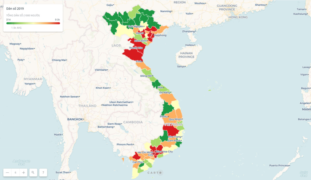 Bản đồ mật độ dân số Việt Nam