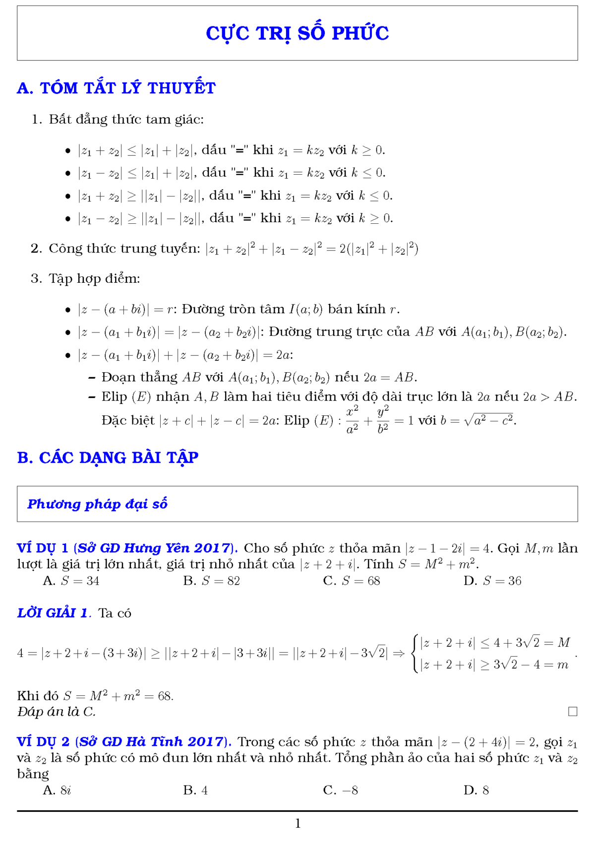 Bất đẳng thức số phức