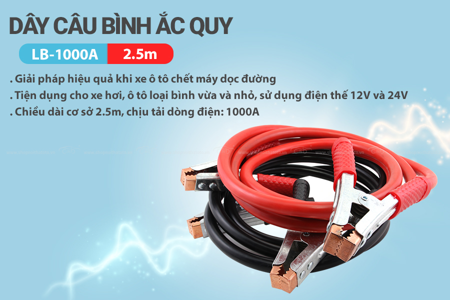 Dây Câu Bình Ắc Quy CIND LB 1000A Dài 2.5m - Nhập Khẩu Chính Hãng