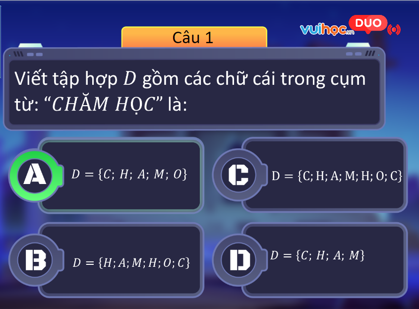 Đáp án câu 1