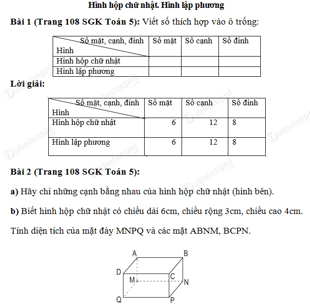 Hình hộp chữ nhật và hình lập phương