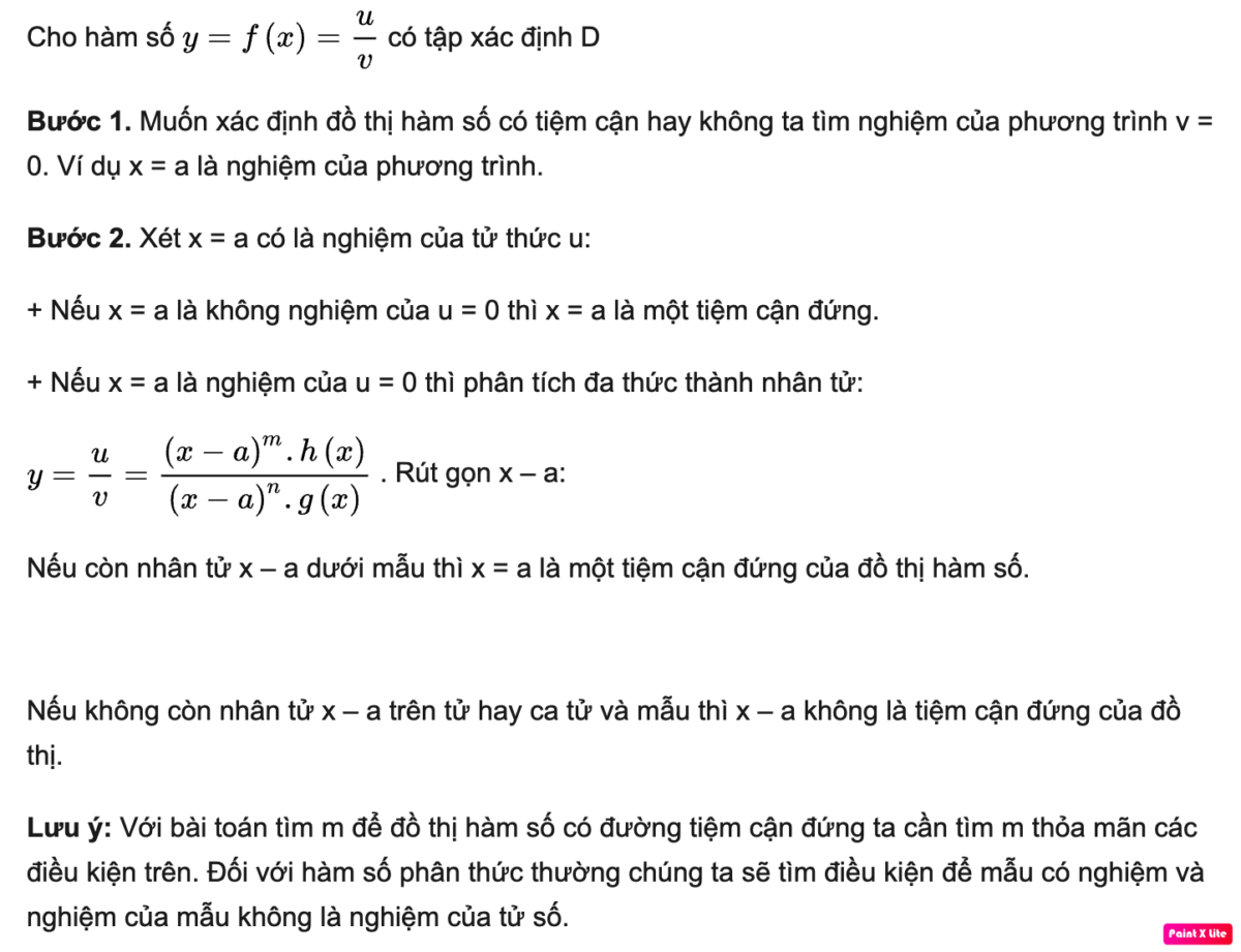 Hàm số có tiệm cận đứng